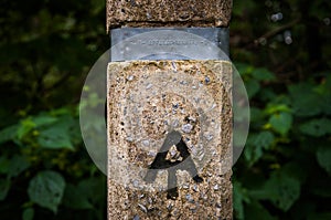 Appalachian Trail marker in Shenandoah National Park, Virginia.
