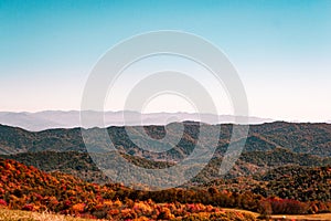Mountain Range in the Fall at Sunset