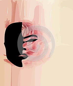 Appalling mask of blood terrible face. terrible things at Halloween