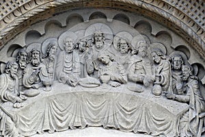 Apparition chapel. The last supper. Jesus and the 12 apostles