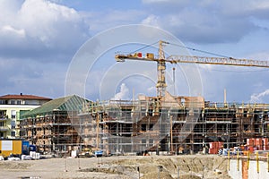 Appartement house construction Site with crane