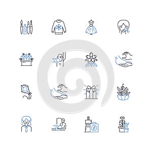 Appeal line icons collection. Attraction, Beguiling, Charisma, Compelling, Desirable, Drawing, Enchanting vector and