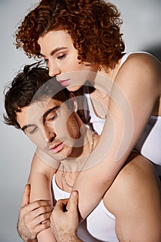appealing loving man and woman in