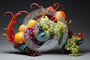 Appealing Sculpture with fruit. Generate Ai photo