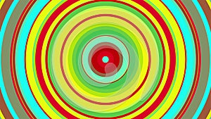 The appearance and disappearance of a colorful circle with radial stripes, computer generated. 3d rendering of abstract