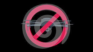 Appearance and disappearance of the symbol prohibiting drone flight (flat design)