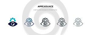 Appearance icon in different style vector illustration. two colored and black appearance vector icons designed in filled, outline