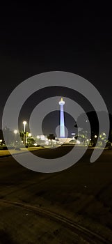 the appearance of the Jakarta monas & x28;national monument& x29; seen at night