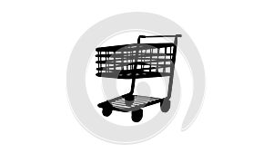Appears animated black shopping cart at white background.