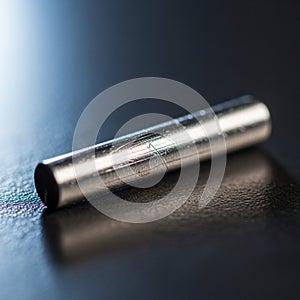 Appears smooth with slight surface markings and has a polished