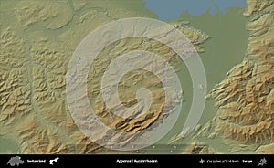 Appenzell Ausserrhoden outlined, Switzerland. Physical