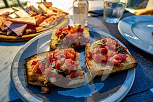 Appetizer bruschetta tomatoes and bread