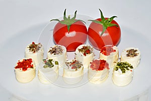 Appetizer cheese and cherry tomato