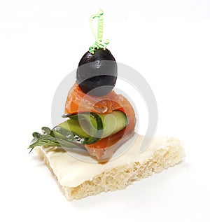 Appetizer for fourchette on white background