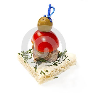 Appetizer for fourchette on white background