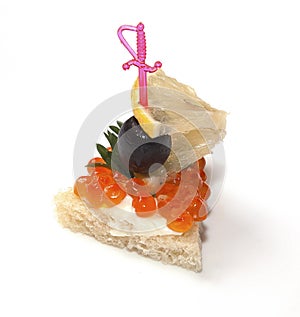 Appetizer for fourchette on white background