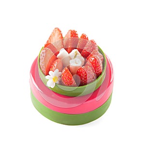 Appetizer green and red strawberry fine gourmet cake isolated