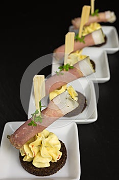 Appetizer with ham and cream cheese