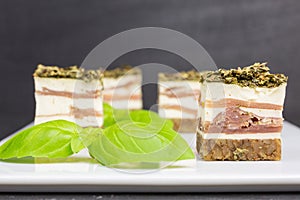 Appetizer cream cheese with serrano ham