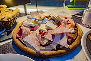 Appetizer of meat and cheese salumi photo