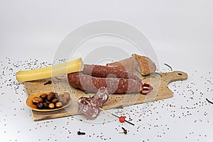 Appetizer platter charcuterie pressed cheese and olives
