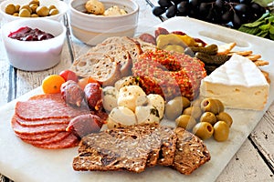 Appetizer platter on a marble server