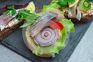 Appetizer with salted herring