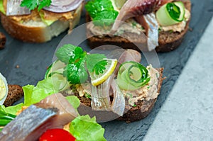 Appetizer with salted herring