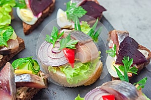 Appetizer with salted herring