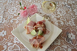 Appetizer with Serrano ham