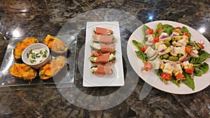 Appetizers on a counter