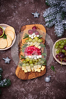 Appetizers plate in shape of Christmas tree.