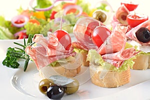 Appetizers with salami