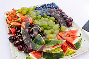 Appetizers served at wedding, tasty healthy fruit