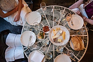 Appetizers on a table after a wedding