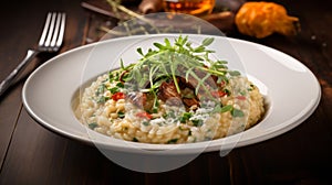 Appetizing bowl filled with mouthwatering risotto photo