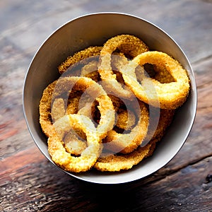 An appetizing bowl of onion rings by Generative AI