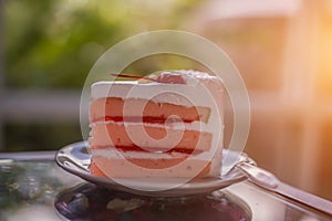 Appetizing cake pieces