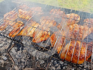 Appetizing chicken to grill on the grill.