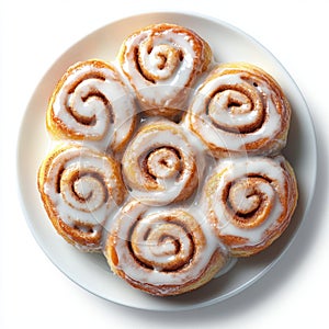 An appetizing cinnamon roll isolated against a white backdrop
