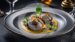 Appetizing Escargot in a plate delicacy