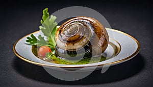 Appetizing Escargot in a plate delicacy appetence photo