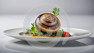 Appetizing Escargot in a plate delicacy appetence delicious photo