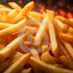 Appetizing French fries close-up. Full frame.