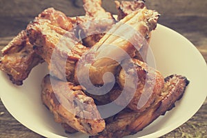 Appetizing fried chicken pieces, close-up