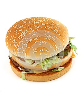 Appetizing hamburger on white