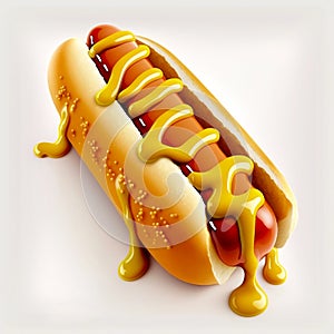 appetizing hot dog on a white background