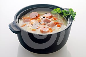 Appetizing Main Course Soup Dish on Black Pot