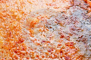 Appetizing pizza texture close up. Quattro formaggi traditional