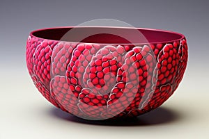Appetizing Raspberry bowl background. Generate Ai